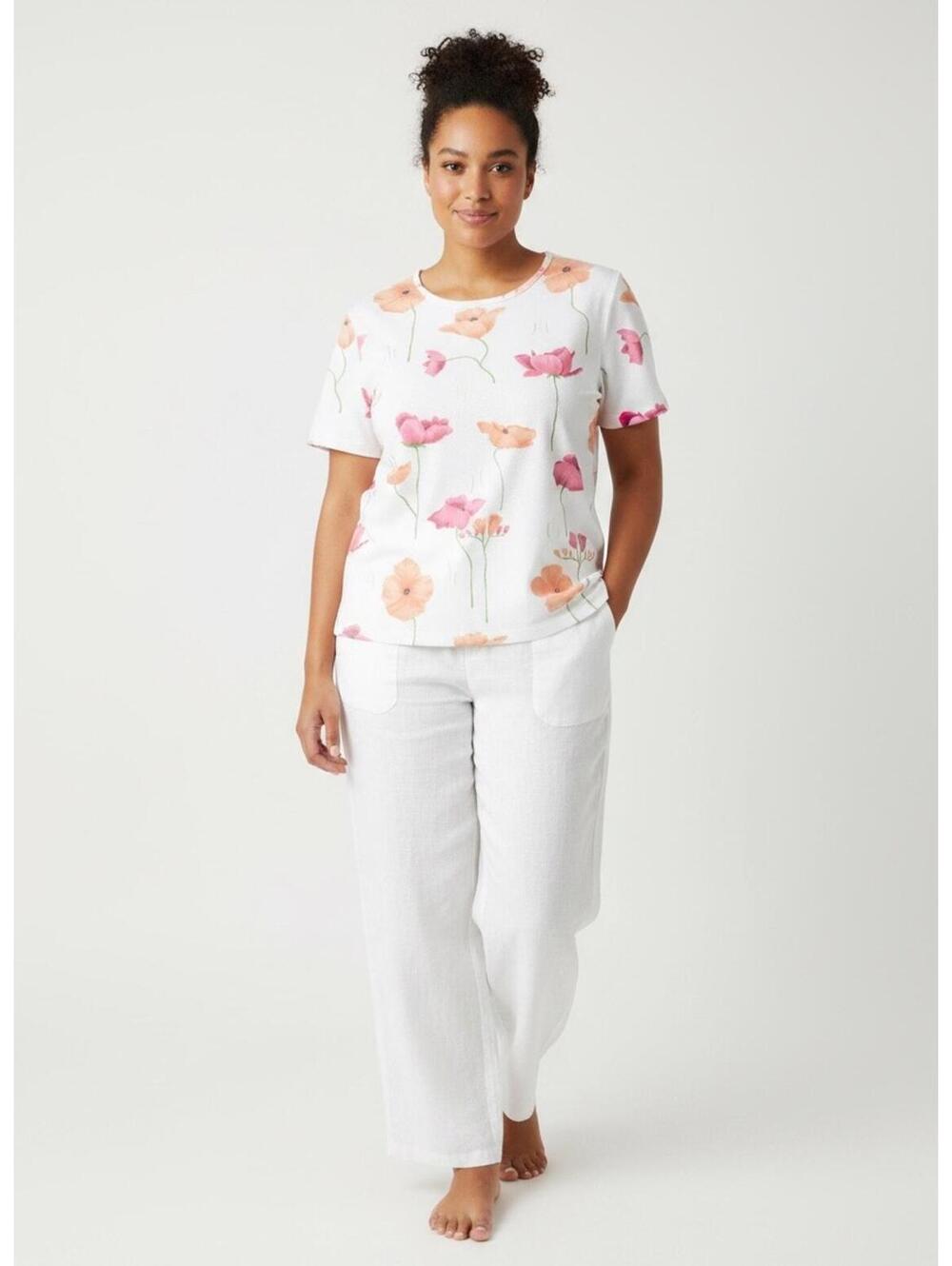 NWOT Alfred Dunner White Watercolor Floral Shirt Top  Size S